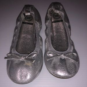 Silver memory foam slip on flats